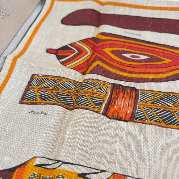 Heil Aboriginal Art Australia 100% Pure Linen Kitchen Tea Towel Flax 18x30 - Picture 6 of 16